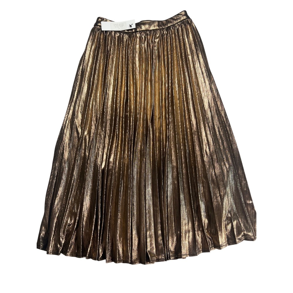 Skylar Rose Light The Night Bronze Metallic Pleated Maxi Skirt S NWT glam chic - Picture 4 of 9